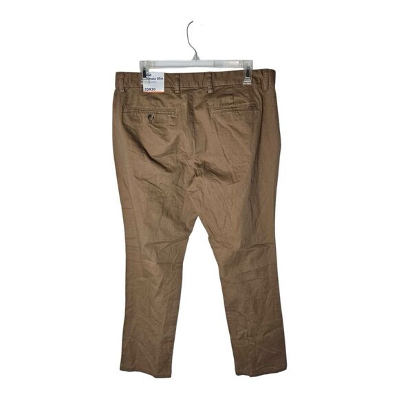 NWT Old Navy Ultimate Slim Chino Pants Men's 33x30 Brown Built-in Flex Stretch - Picture 2 of 7